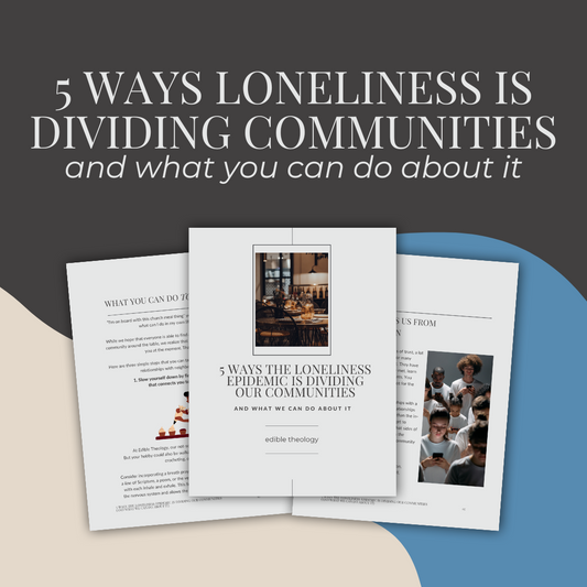 Title text reads "5 Ways Loneliness is Dividing Communities and What you can do about it", below are three screenshots of images from the workbook